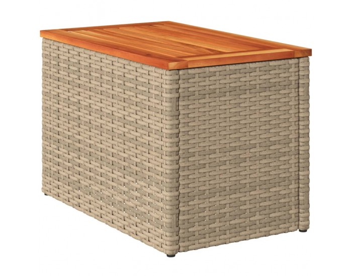 Sonata H Градински масички 2 бр бежови 55x34x37 см полиратан дърво масив