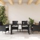 Sonata H Градинска маса със стъклен плот черен 190x80x74 см полиратан