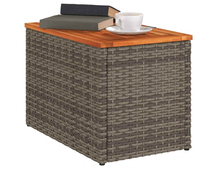 Sonata H Градински масички 2 бр сиви 55x34x37 см полиратан дърво масив