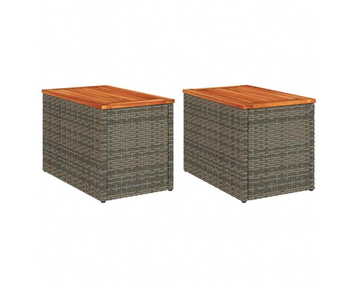 Sonata H Градински масички 2 бр сиви 55x34x37 см полиратан дърво масив