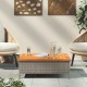 Sonata H Градинска маса, сива, 70x70x25 см, ратан и акациево дърво