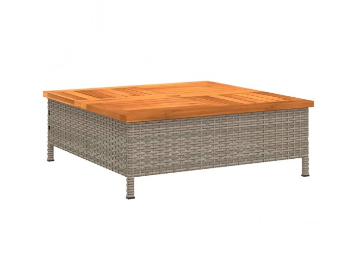 Sonata H Градинска маса, сива, 70x70x25 см, ратан и акациево дърво