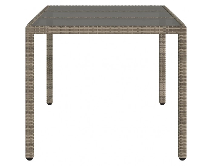 Sonata H Градинска маса със стъклен плот сива 150x90x75 см полиратан