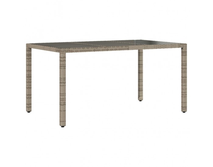 Sonata H Градинска маса със стъклен плот сива 150x90x75 см полиратан