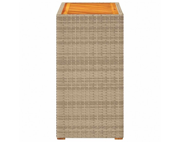 Sonata H Градинска маса с дървен плот бежова 60x40x75 см полиратан