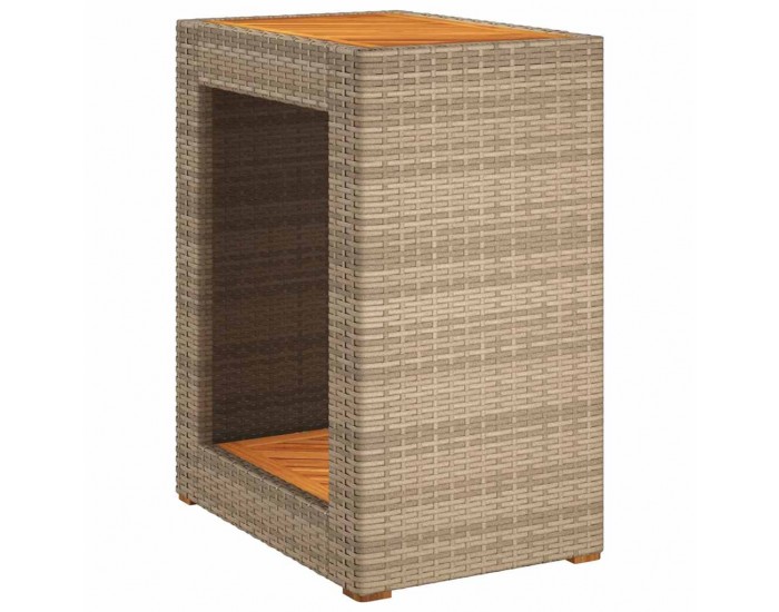 Sonata H Градинска маса с дървен плот бежова 60x40x75 см полиратан