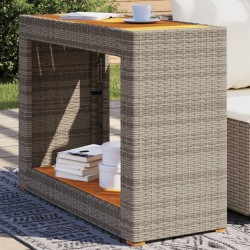 Sonata H Градинска маса с дървен плот сива 100x40x75 см полиратан - Mese de grădină