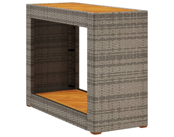 Sonata H Градинска маса с дървен плот сива 100x40x75 см полиратан