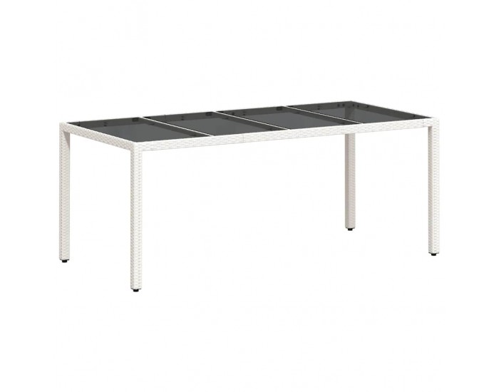 Sonata H Градинска маса със стъклен плот бяла 190x90x75 см полиратан