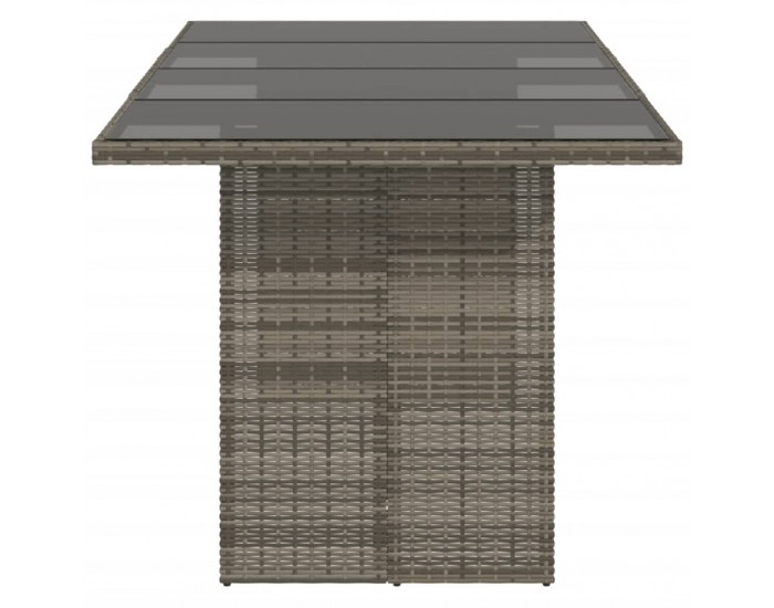 Sonata H Градинска маса със стъклен плот сива 190x80x74 см полиратан