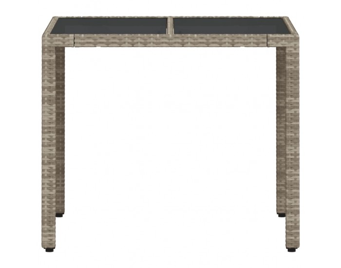 Sonata H Градинска маса със стъклен плот светлосива 90x90x75см полиратан