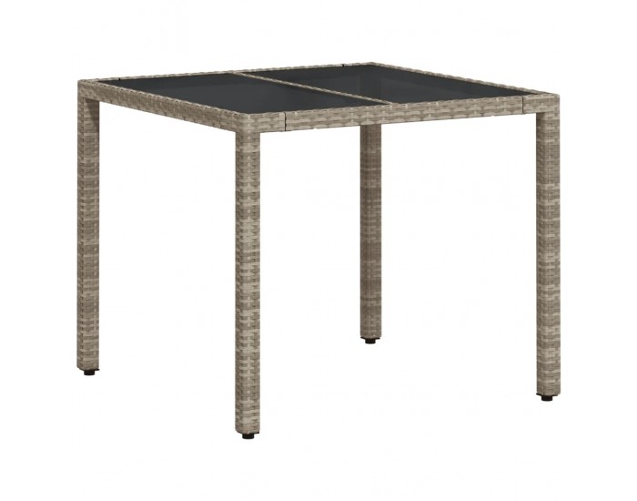 Sonata H Градинска маса със стъклен плот светлосива 90x90x75см полиратан