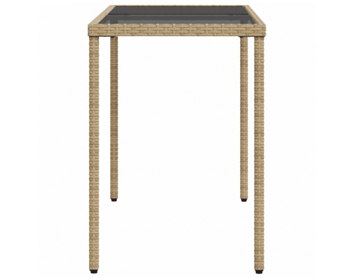 Sonata H Градинска маса със стъклен плот бежова 115x54x74 см полиратан