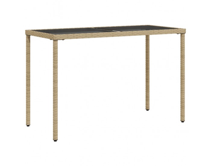 Sonata H Градинска маса със стъклен плот бежова 115x54x74 см полиратан