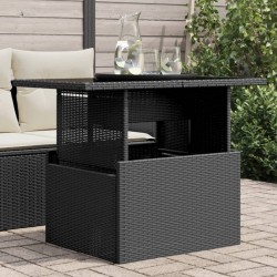 Sonata H Градинска маса със стъклен плот черен 100x55x73 см полиратан - Mese de grădină