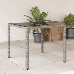 Sonata H Градинска маса със стъклен плот сива 90x90x75 см полиратан - Mese de grădină