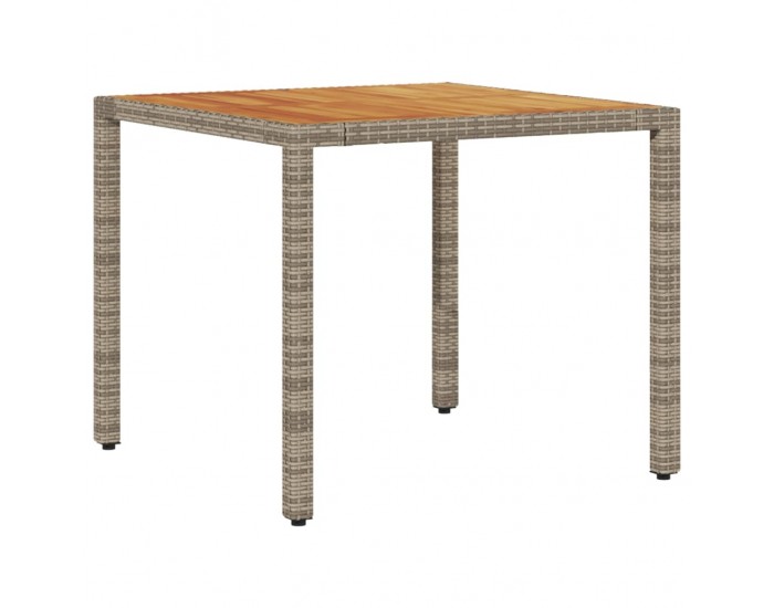 Sonata H Градинска маса с дървен плот акация сива 90x90x75 см полиратан