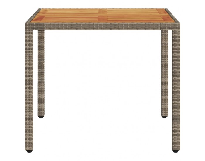 Sonata H Градинска маса с дървен плот акация сива 90x90x75 см полиратан