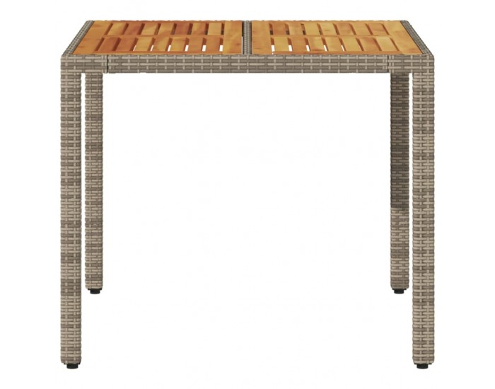 Sonata H Градинска маса с дървен плот акация сива 90x90x75 см полиратан