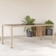 Sonata H Градинска маса със стъклен плот бежова 190x90x75 см полиратан