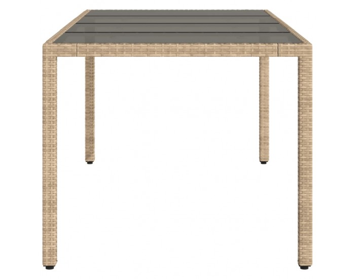 Sonata H Градинска маса със стъклен плот бежова 190x90x75 см полиратан