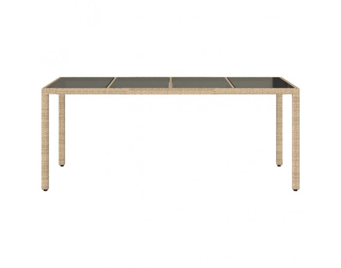 Sonata H Градинска маса със стъклен плот бежова 190x90x75 см полиратан