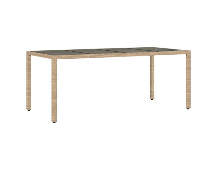 Sonata H Градинска маса със стъклен плот бежова 190x90x75 см полиратан
