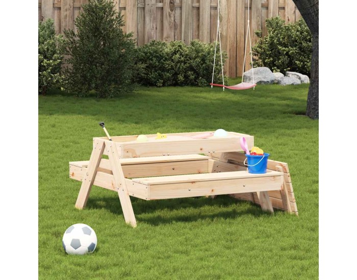 Sonata Masă de picnic cu groapă de nisip pentru copii, lemn masiv pin