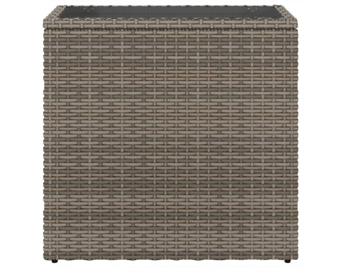 Sonata H Градинска маса със стъклен плот сива 58x27,5x55 см полиратан
