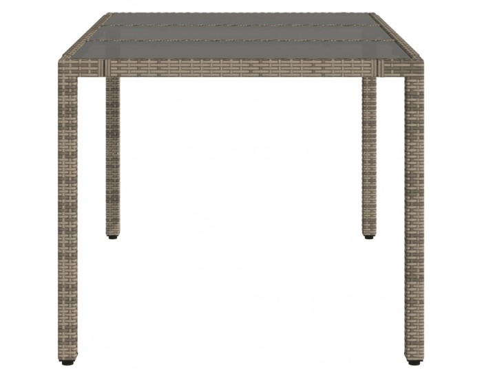 Sonata H Градинска маса със стъклен плот сива 150x90x75 см полиратан