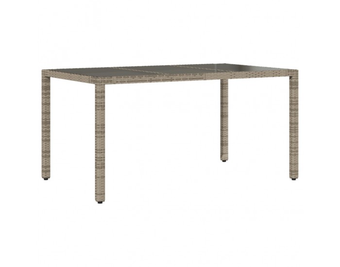 Sonata H Градинска маса със стъклен плот сива 150x90x75 см полиратан