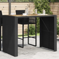 Sonata H Градинска бар маса с плот акация черно 145x80x110 см полиратан - Mese de grădină