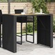 Sonata H Градинска бар маса с плот акация черно 145x80x110 см полиратан
