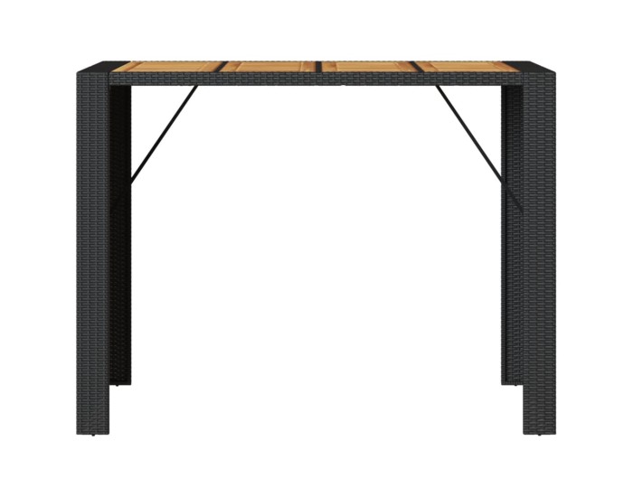 Sonata Masă bar grădină blat lemn acacia negru 145x80x110 cm poliratan