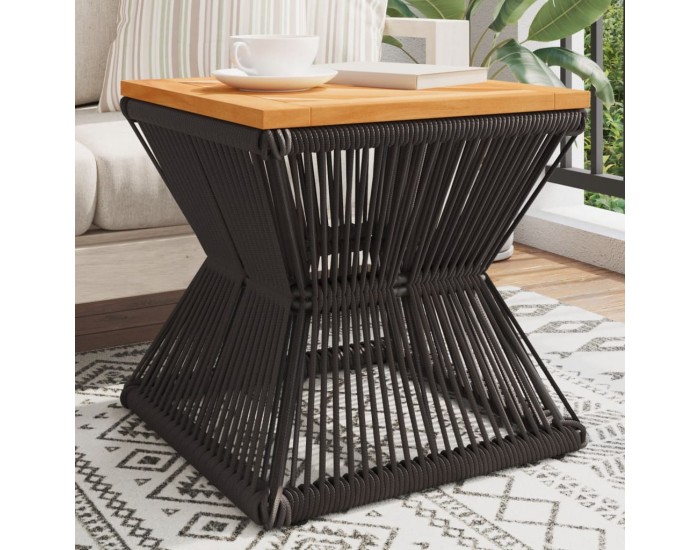 Sonata H Маса за кафе с телена основа черна 38x38x38 см масивна акация