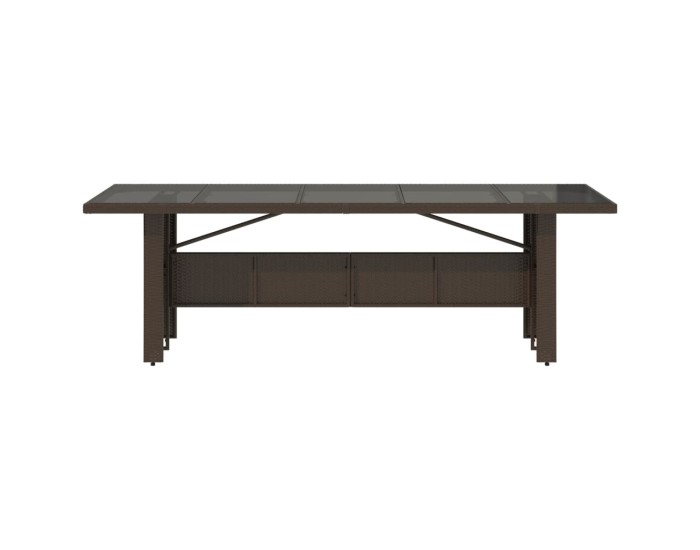 Sonata Masă de grădină cu blat din sticlă maro 240x90x75 cm poliratan