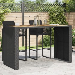 Sonata H Градинска бар маса с плот акация черно 185x80x110 см полиратан - Mese de grădină
