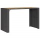 Sonata H Градинска бар маса с плот акация черно 185x80x110 см полиратан