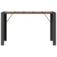 Sonata Masă bar grădină blat lemn acacia negru 185x80x110 cm poliratan