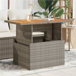 Sonata H Градинска маса, сива, 100x55x73 см, полиратан и акациево дърво - Mese de grădină