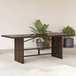 Sonata H Градинска маса със стъклен плот кафява 190x80x75 см полиратан - Mese de grădină