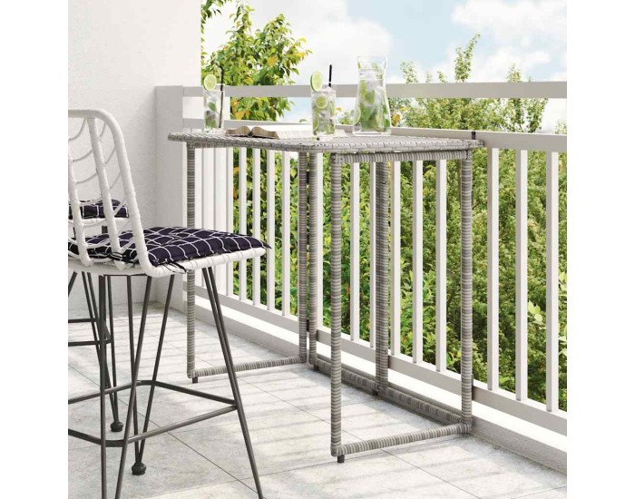 Sonata Masă de grădină pliabilă gri 90x51x75 cm Poly Ratan