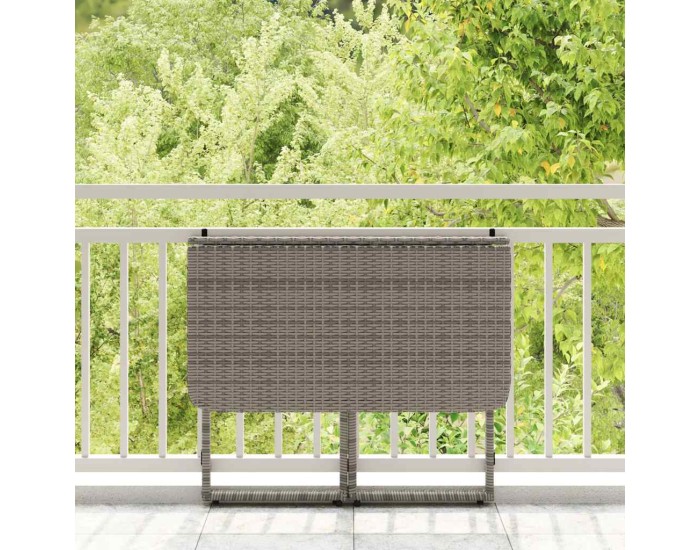 Sonata Masă de grădină pliabilă gri 90x51x75 cm Poly Ratan