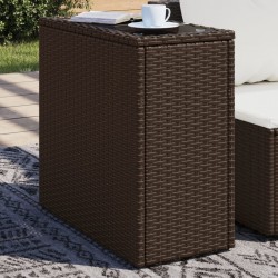 Sonata H Градинска маса със стъклен плот kафяв 58x27,5x55 см полиратан - Mese de grădină