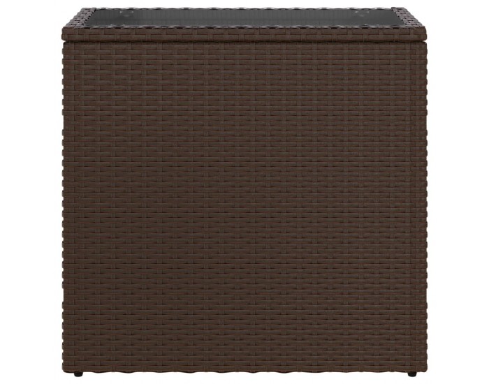 Sonata H Градинска маса със стъклен плот kафяв 58x27,5x55 см полиратан