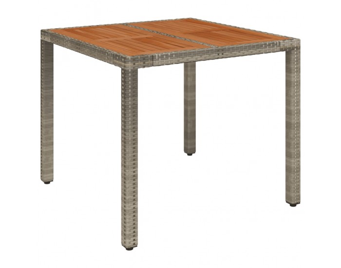 Sonata H Градинска маса с дървен плот сива 90x90x75 см полиратан