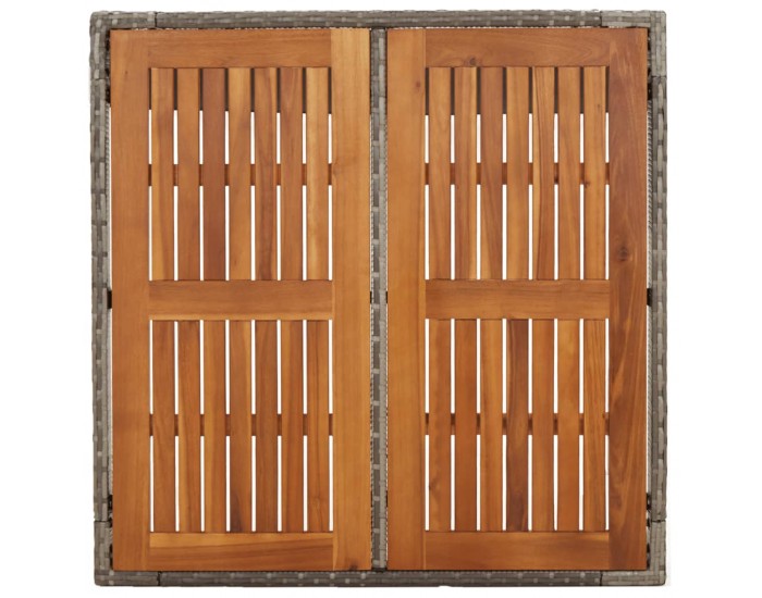 Sonata H Градинска маса с дървен плот сива 90x90x75 см полиратан