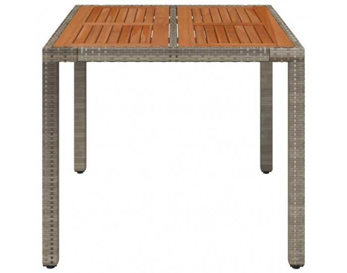 Sonata H Градинска маса с дървен плот сива 90x90x75 см полиратан