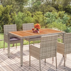 Sonata H Градинска маса с дървен плот сива 150x90x75 см полиратан - Mese de grădină