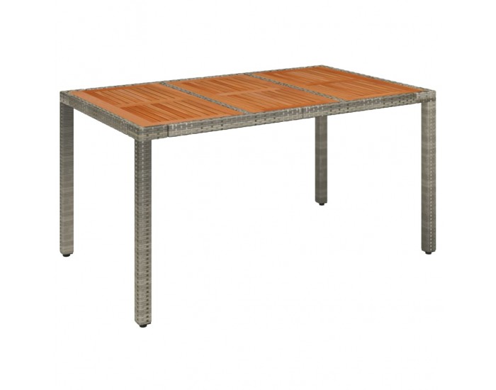 Sonata H Градинска маса с дървен плот сива 150x90x75 см полиратан